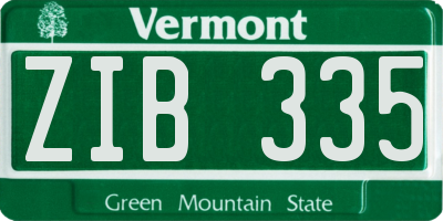 VT license plate ZIB335