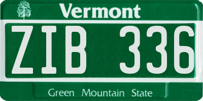 VT license plate ZIB336