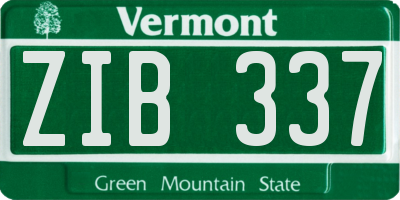 VT license plate ZIB337