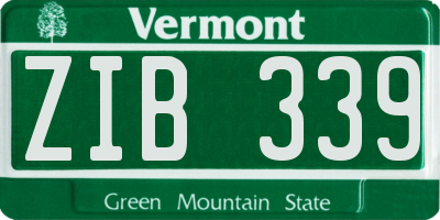 VT license plate ZIB339