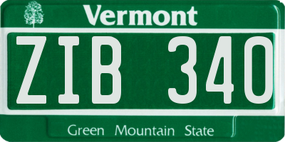 VT license plate ZIB340
