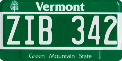 VT license plate ZIB342