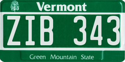 VT license plate ZIB343