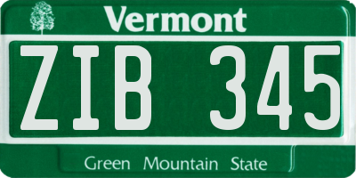 VT license plate ZIB345