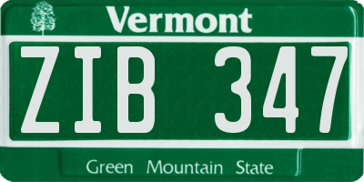 VT license plate ZIB347