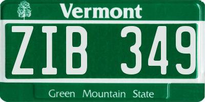 VT license plate ZIB349