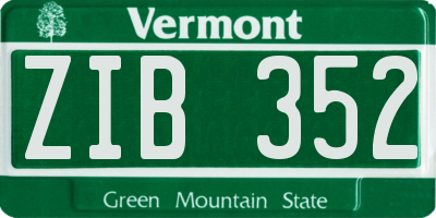 VT license plate ZIB352