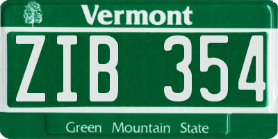 VT license plate ZIB354