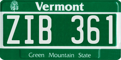 VT license plate ZIB361