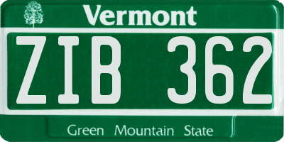 VT license plate ZIB362