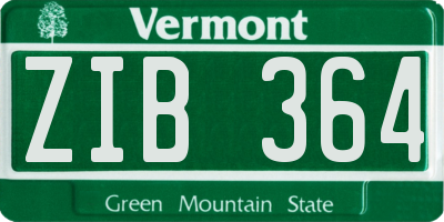 VT license plate ZIB364