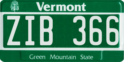 VT license plate ZIB366