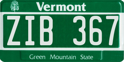 VT license plate ZIB367