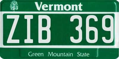 VT license plate ZIB369