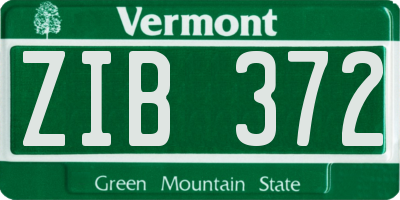 VT license plate ZIB372