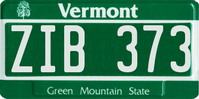VT license plate ZIB373