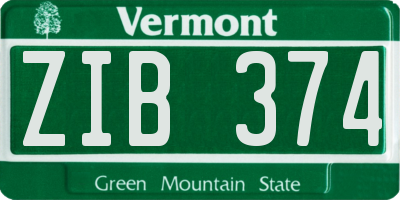 VT license plate ZIB374