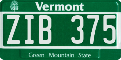 VT license plate ZIB375