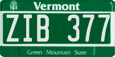 VT license plate ZIB377