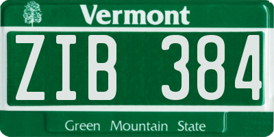 VT license plate ZIB384