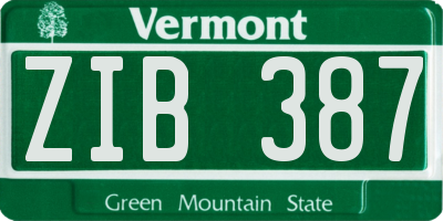 VT license plate ZIB387