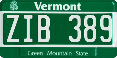 VT license plate ZIB389