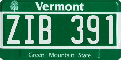VT license plate ZIB391