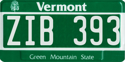 VT license plate ZIB393
