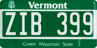 VT license plate ZIB399