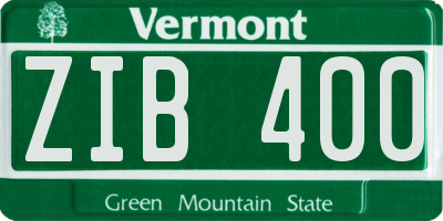 VT license plate ZIB400
