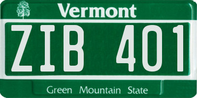 VT license plate ZIB401
