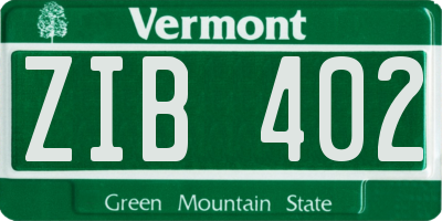 VT license plate ZIB402