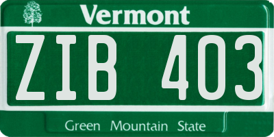 VT license plate ZIB403