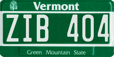 VT license plate ZIB404