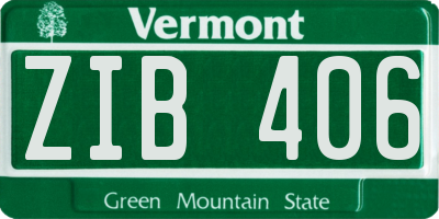 VT license plate ZIB406