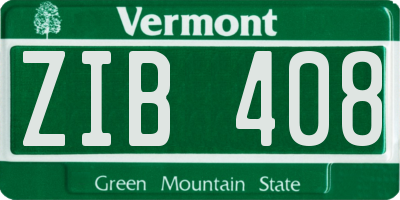 VT license plate ZIB408
