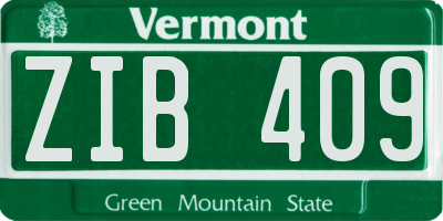 VT license plate ZIB409