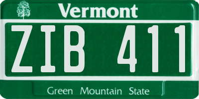 VT license plate ZIB411