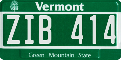 VT license plate ZIB414