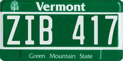 VT license plate ZIB417