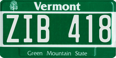 VT license plate ZIB418