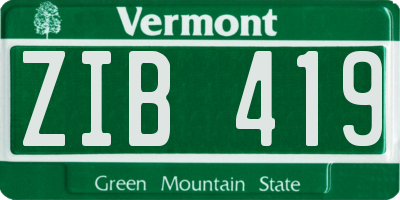 VT license plate ZIB419