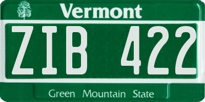 VT license plate ZIB422