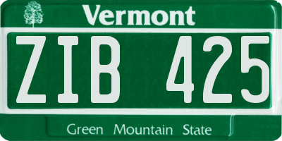 VT license plate ZIB425