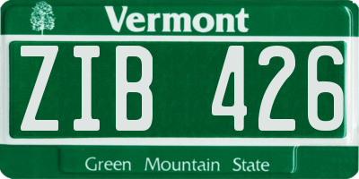 VT license plate ZIB426