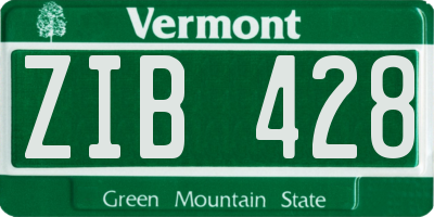 VT license plate ZIB428