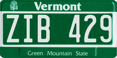 VT license plate ZIB429