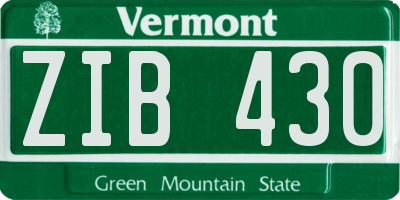 VT license plate ZIB430