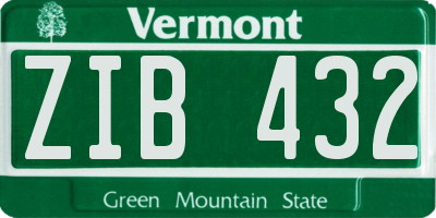 VT license plate ZIB432