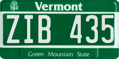 VT license plate ZIB435
